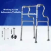 Marcheur pliable pour personnes âgées, aide à la marche réglable, cadre en alliage d'aluminium sur pied, coussin de bain de repos, rouleau pour handicapés